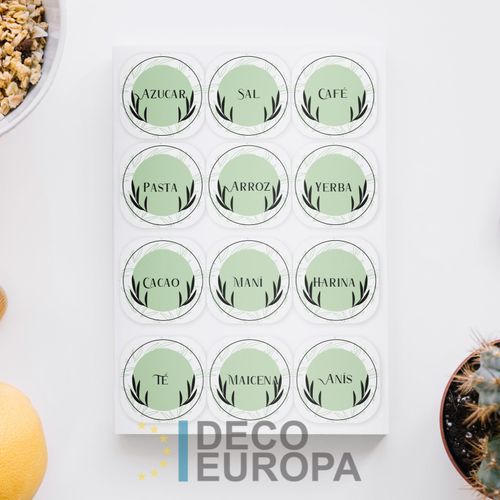 Etiquetas para Frasco Verde Flor Negro