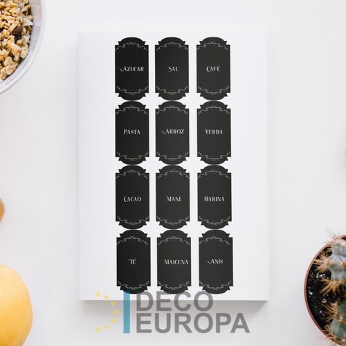 Etiquetas para Frasco Rectangulo Negro Ornamento