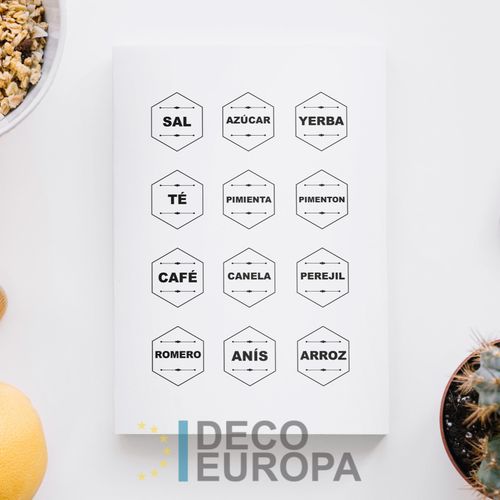 Etiquetas para Frasco Hexagono Blanco