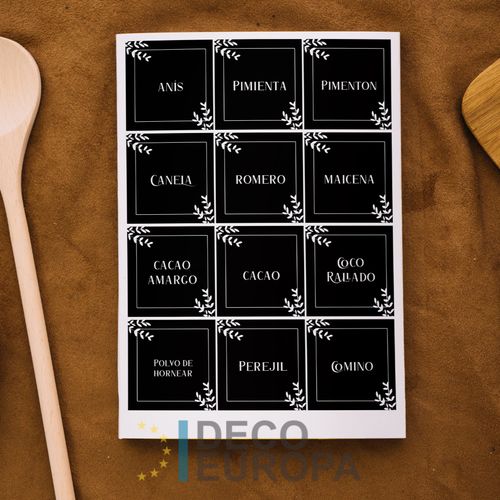 Etiquetas para Frasco Recuadro Con Flores Negativo Especies