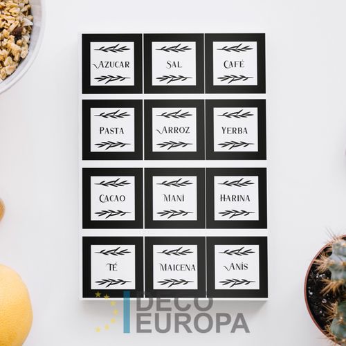 Etiquetas para Frasco Cuadrado Negro