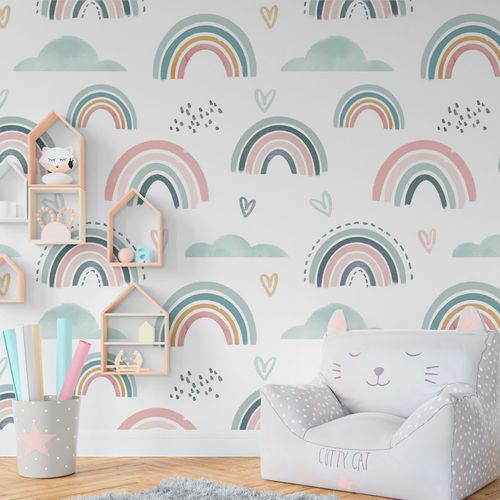 Mural Arcoiris Fondo Blanco