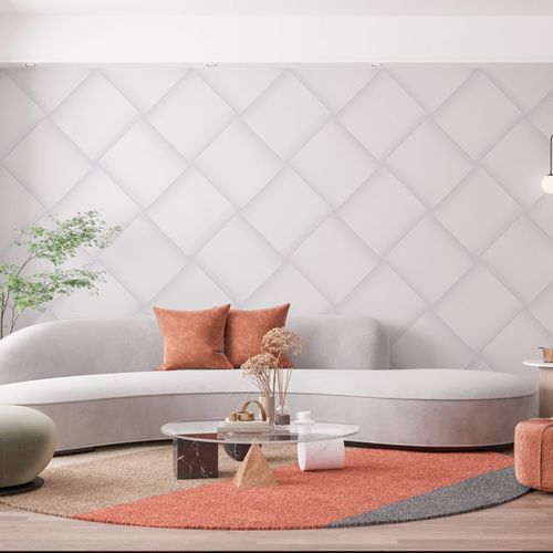 Mural Rombos Blancos Con Sombra