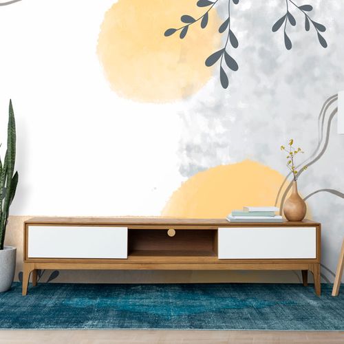 Mural Acuarelas Gris Amarillo