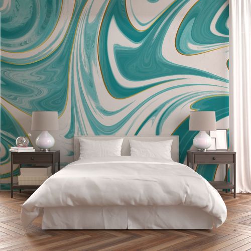 Mural Fluido Celeste Blanco