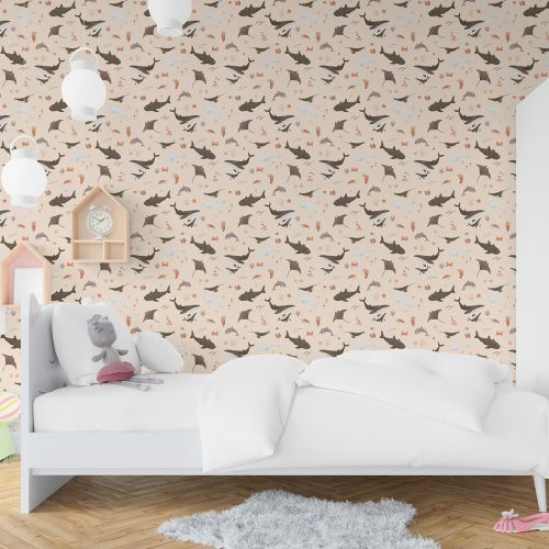 Mural Ballenas Trama Color Piel