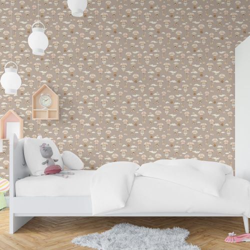 Mural Globo Animales Marron