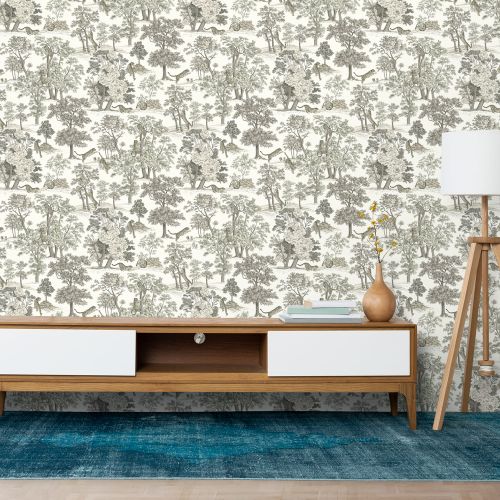 Mural Leopardo Bosque Gris