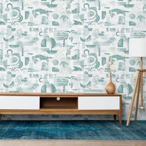 Mural Abstracto Verde