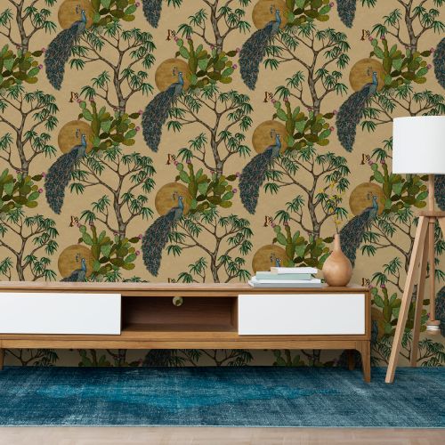 Mural Pavo Reales Marron