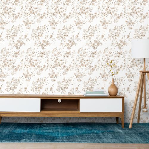 Mural Hojas Primaveral Gris