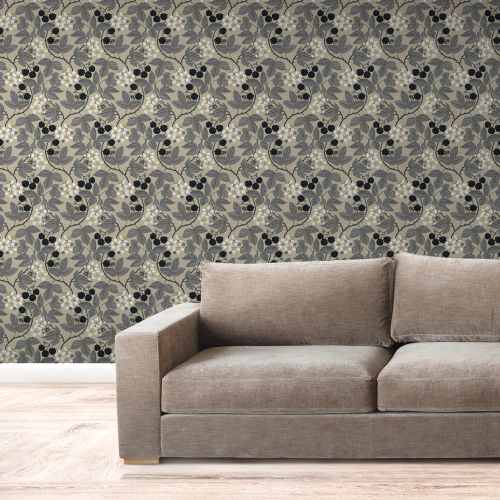 Mural Hojas Espinas Gris