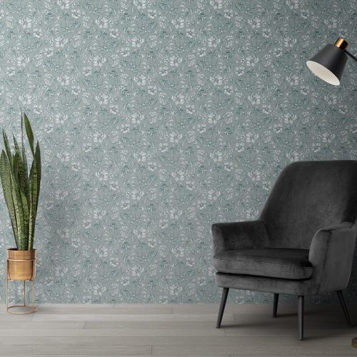 Mural Jazmin Monocroma Azul