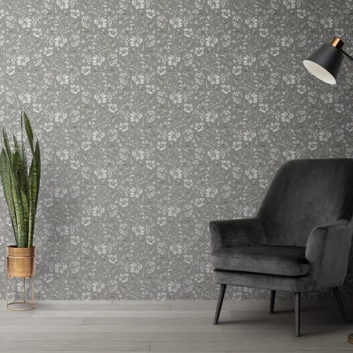 Mural Jazmin Monocroma Gris