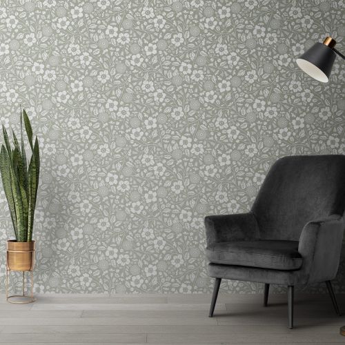 Mural Flores Monocroma Verde