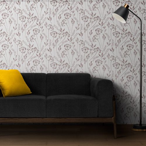 Mural Hojas Monocroma Magenta