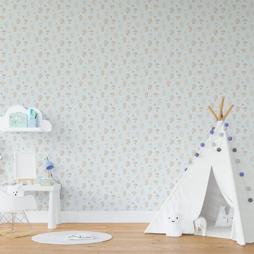 Mural Globo Y Aves Cyan