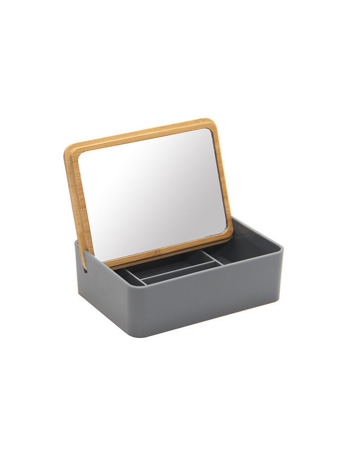 Organizador Make Up Rectangular Blanco con Espejo