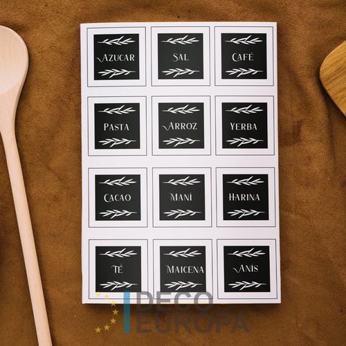 [1440] Etiquetas para Frasco Cuadro Blanco y Negro