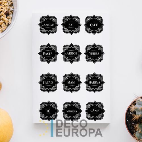 [1446] Etiquetas para Frasco Retro Ornamento Blanco