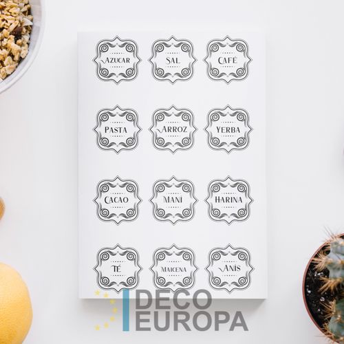 [1447] Etiquetas para Frasco Retro Ornamento Negro