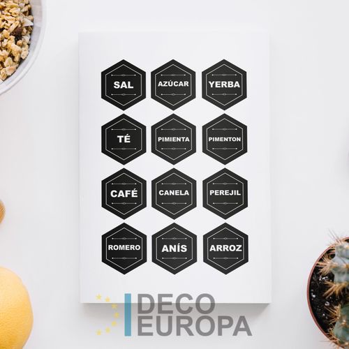 [1403] Etiquetas para Frasco Hexagono Negro