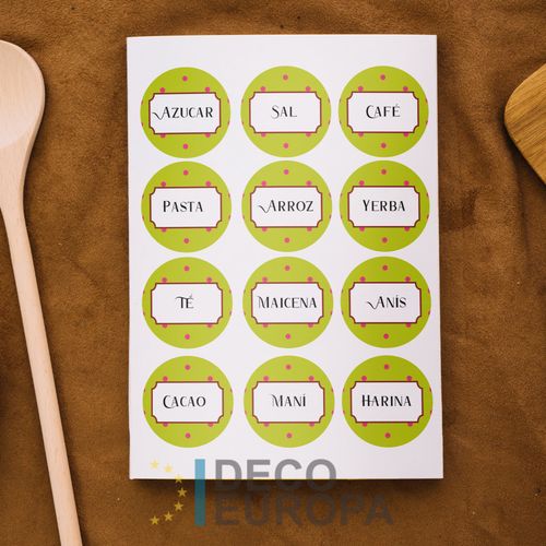 [1423] Etiquetas para Frasco Verde Con Lunares