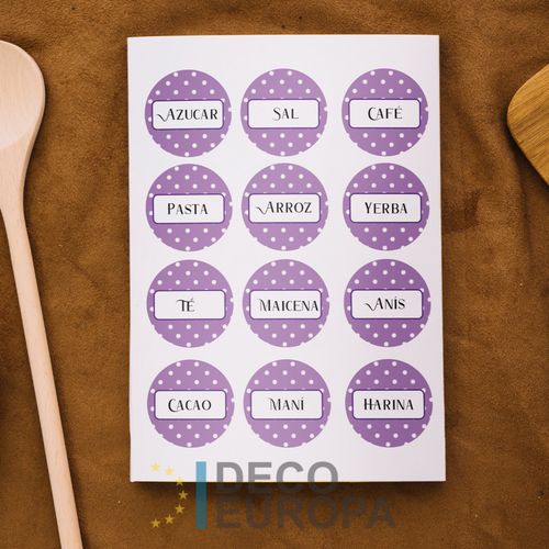 [1424] Etiquetas para Frasco Violeta Con Lunares