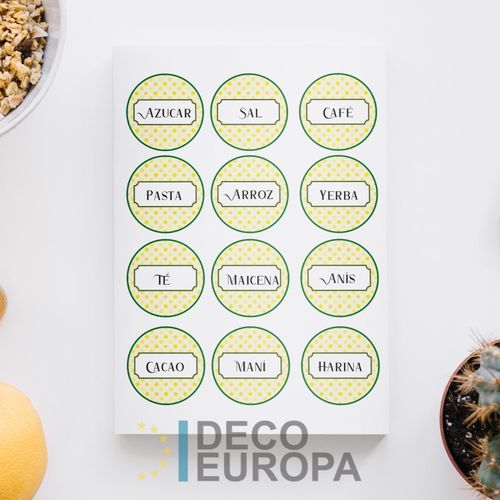 [1425] Etiquetas para Frasco Amarillo Con Lunares