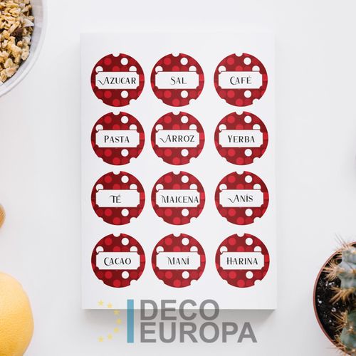 [1426] Etiquetas para Frasco Rojo Con Lunares Grandes