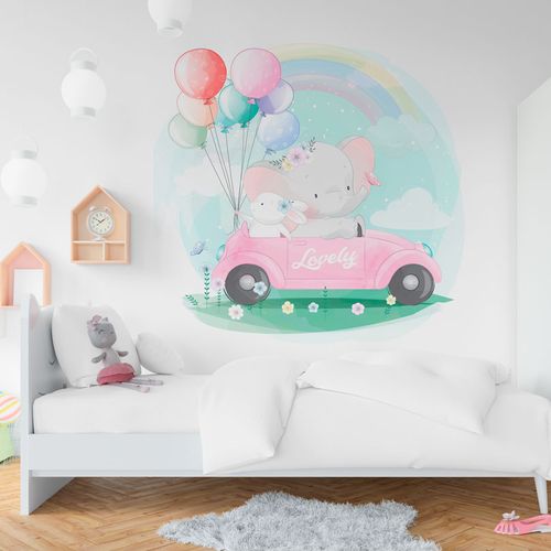 [1072] Elefante En Auto Con Globos