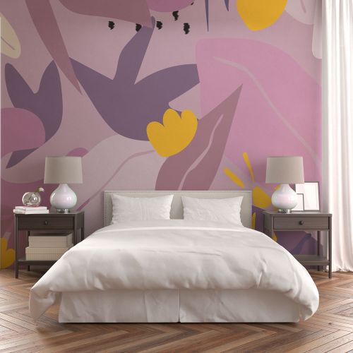 [1224] Mural Abstracto Floral Rosado