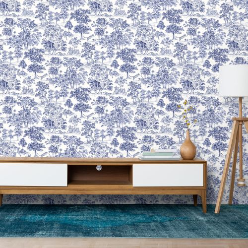 [1603] Mural Leopardo Bosque Cyan