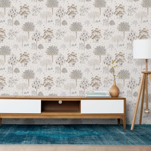 [1617] Mural Arboles Blanco