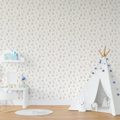 [1700] Mural Globo Y Aves Blanco