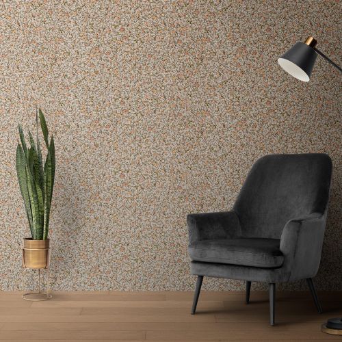 [1744] Mural Flores Completas Amarilla Con Ave