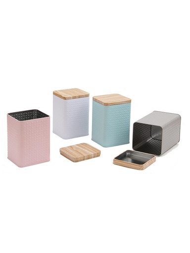 Lata Organizadora Rectangular con Tapa de Madera