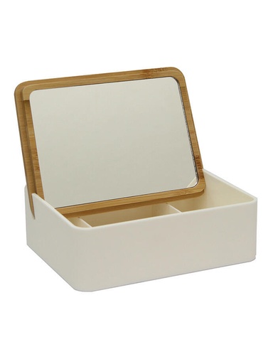 Organizador Make Up Rectangular Blanco con Espejo