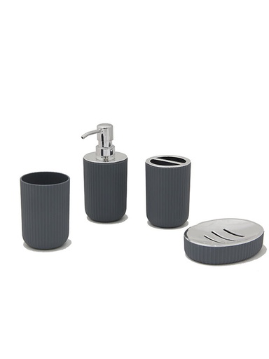 [ba1048] Set de Baño Metalizado Negro